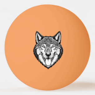 Pelota De Ping Pong Cabeza de lobo desde el frente