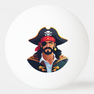 Pelota De Ping Pong Cabeza de pirata con sombrero marinero y parche en