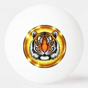 Pelota De Ping Pong Cabeza de Tigre Majestuosa con Luces Doradas Brill