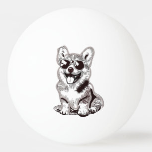 Pelota De Ping Pong Cachorro Corgi Personalizado con Gafas de Sol   Ar