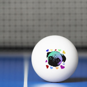 Pelota De Ping Pong Cachorro Pug PopArt Estilo Retro
