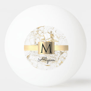 Pelota De Ping Pong Caja de oro con mármol blanco y dorado, monograma