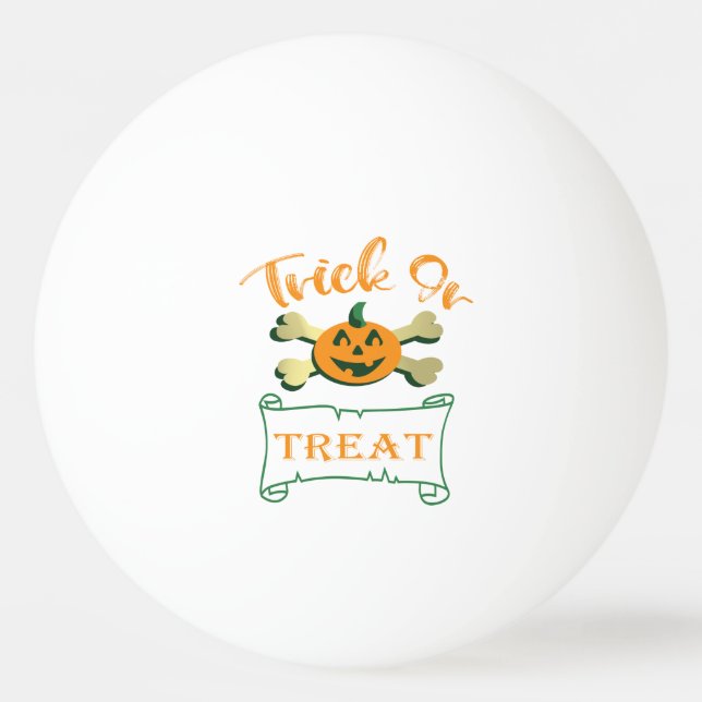 Pelota De Ping Pong Calabaza de Halloween con truco o tratar cruces (Anverso)