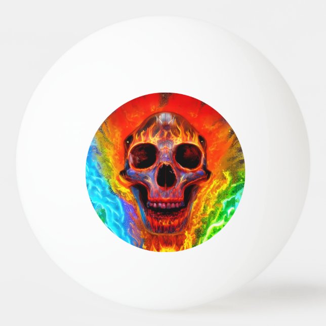 Pelota De Ping Pong Calavera de color (Anverso)