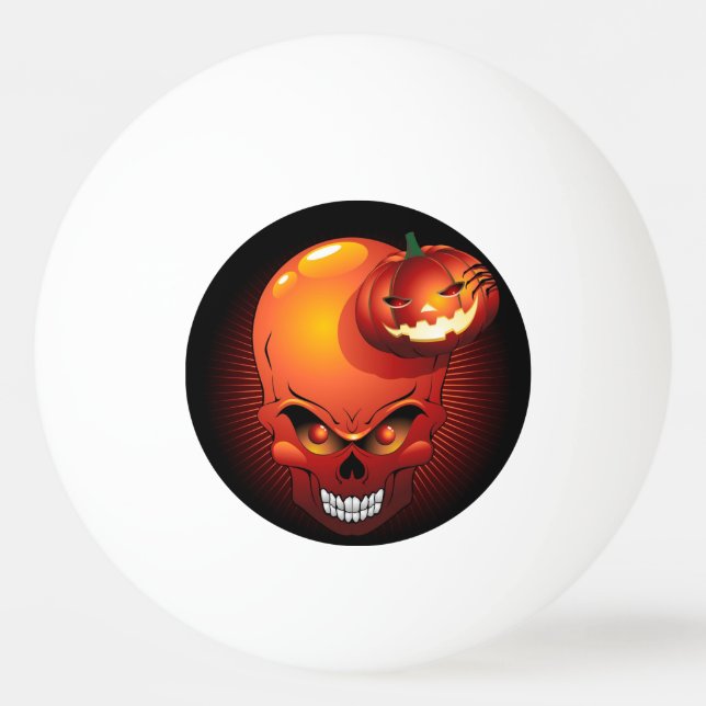 Pelota De Ping Pong Calavera de Halloween y calabaza (Anverso)