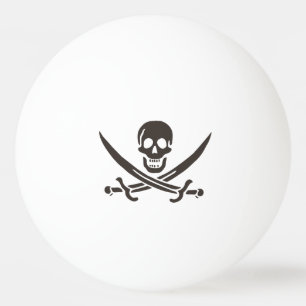 Pelota De Ping Pong Calavera obsidiana espada Bandera pirata de Calico