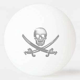 Pelota De Ping Pong Calavera pirata y espadas cruzadas (TLAPD)