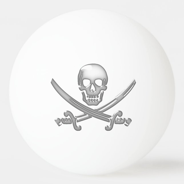 Pelota De Ping Pong Calavera pirata y espadas cruzadas (TLAPD) (Reverso)