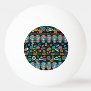 Pelota De Ping Pong Calaveras tribales de Boho: patrón colorido.