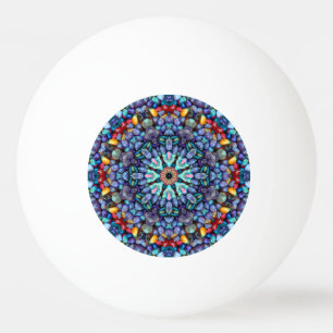 Pelota De Ping Pong Caleidoscopio azul del fractal del vintage de