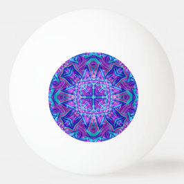 Pelota De Ping Pong Caleidoscopio púrpura y azul del fractal del