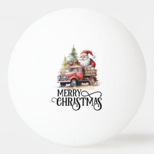 Pelota De Ping Pong Camión rojo con Santa Claus y árbol de Navidad