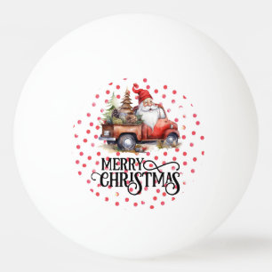 Pelota De Ping Pong Camión rojo con Santa Claus y árbol de Navidad