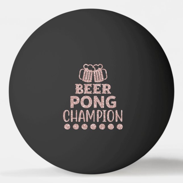 Pelota De Ping Pong Campeón de Beer Pong Divertido texto Purpurina ros (Anverso)