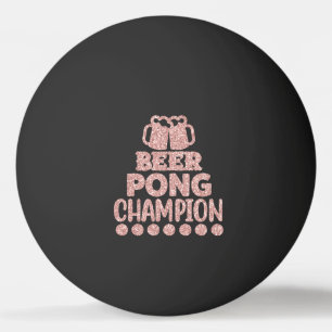 Pelota De Ping Pong Campeón de Beer Pong Texto Divertido Brillo Negro