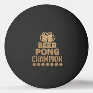 Pelota De Ping Pong Campeón de Beer Pong Texto Divertido Negro Dorado