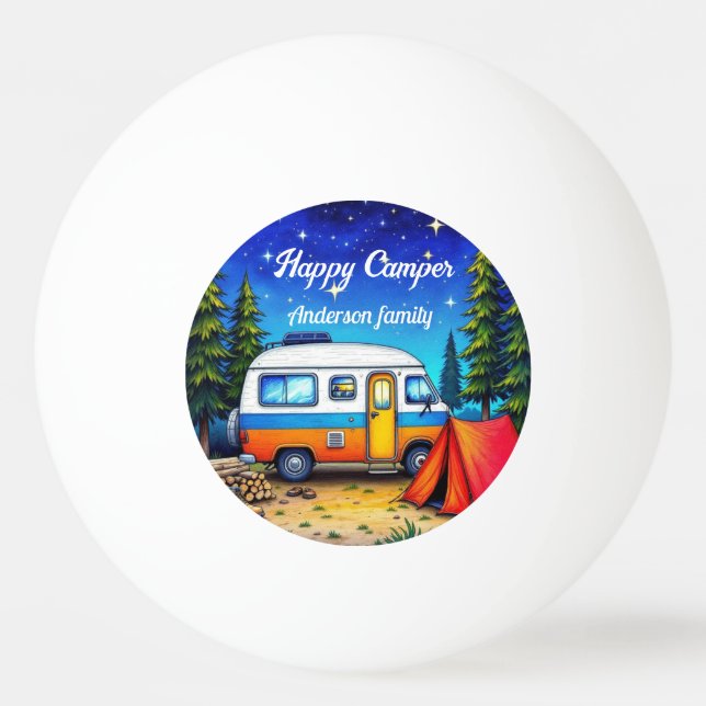 Pelota De Ping Pong Camper Camping Blue Green Nature Picnic (Anverso)