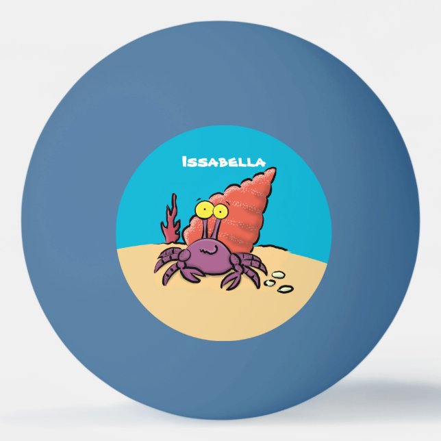 Pelota De Ping Pong Cangrejo ermitaño gracioso personalizado morado (Anverso)