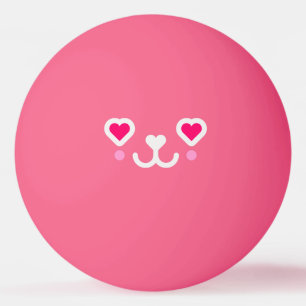 Pelota De Ping Pong cara de gato kawaii rosa monogramado