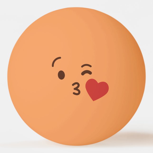Pelota De Ping Pong Cara divertida. Emoji. Emoticón. ¡Te amo! (Reverso)