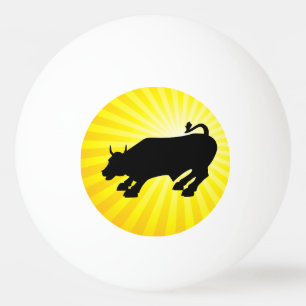 Pelota De Ping Pong Cargando el toro negro de Wall Street