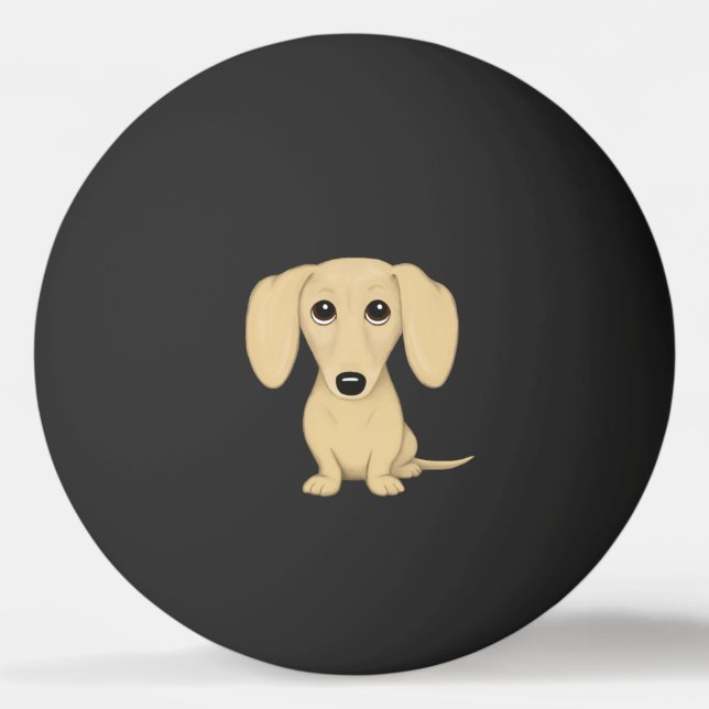 Pelota De Ping Pong Caricatura de Dachshund en corto crema (Anverso)