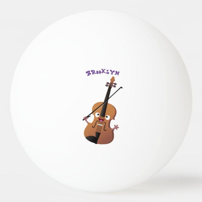 Pelota De Ping Pong Caricatura musical divertida en violín (Anverso)