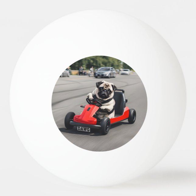 Pelota De Ping Pong Carrera de Pug go-kart (Anverso)