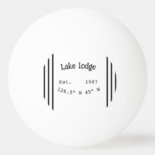 Pelota De Ping Pong Casa del lago. Fecha año personalizado coordenadas