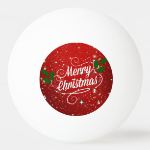 Pelota De Ping Pong Celebración Rojo, Feliz Navidad