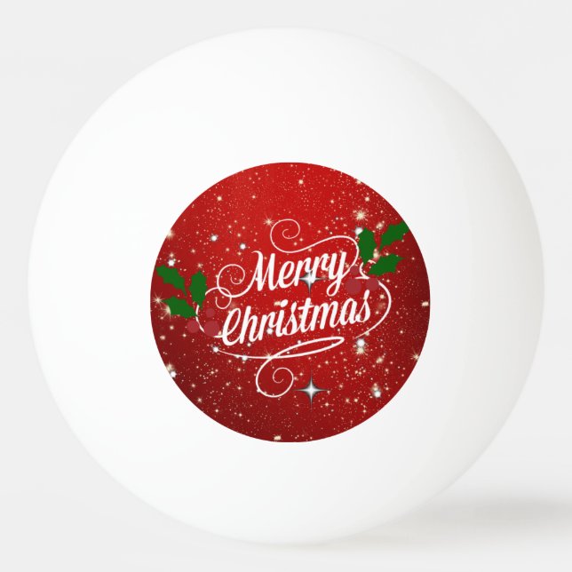 Pelota De Ping Pong Celebration Red, Merry Christmas (Anverso)