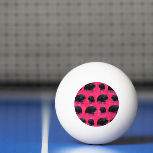 Pelota De Ping Pong Cerdos De Guinea Negra Sobre Rosas Rosa De Bonito