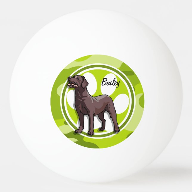 Pelota De Ping Pong Chocolate Lab; camo verde brillante, camuflaje (Anverso)