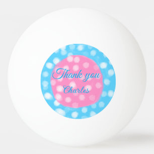 Pelota De Ping Pong Cielo rosa lunares blancos y azules gracias agrega