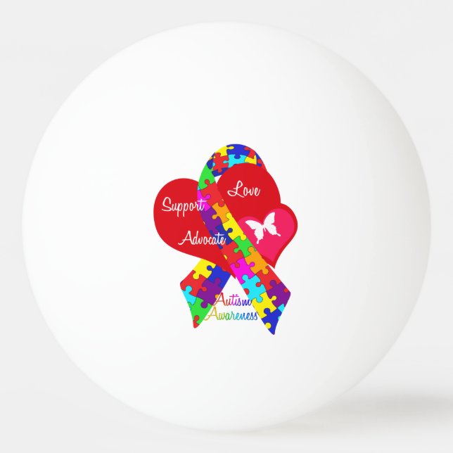 Pelota De Ping Pong Cinta de autismo entrelazada (Anverso)