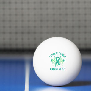 Pelota De Ping Pong Cinta Verde azulada floral de sensibilización sobr