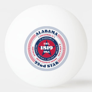 Pelota De Ping Pong Círculo de Alabama rojo, blanco y azul