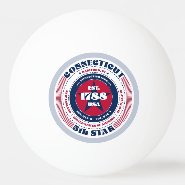 Pelota De Ping Pong Círculo de conexión rojo, blanco y azul (Anverso)