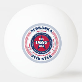 Pelota De Ping Pong Círculo de Nebraska Rojo, Blanco y Azul