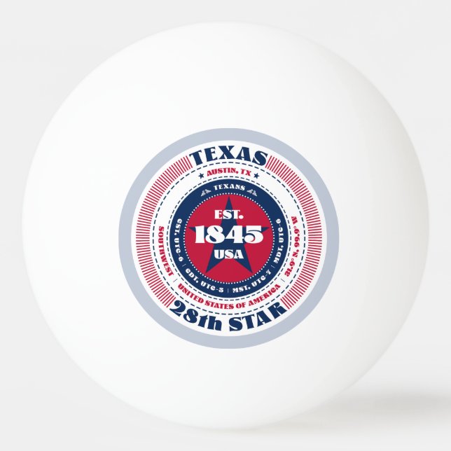 Pelota De Ping Pong Círculo de Texas rojo, blanco y azul (Anverso)