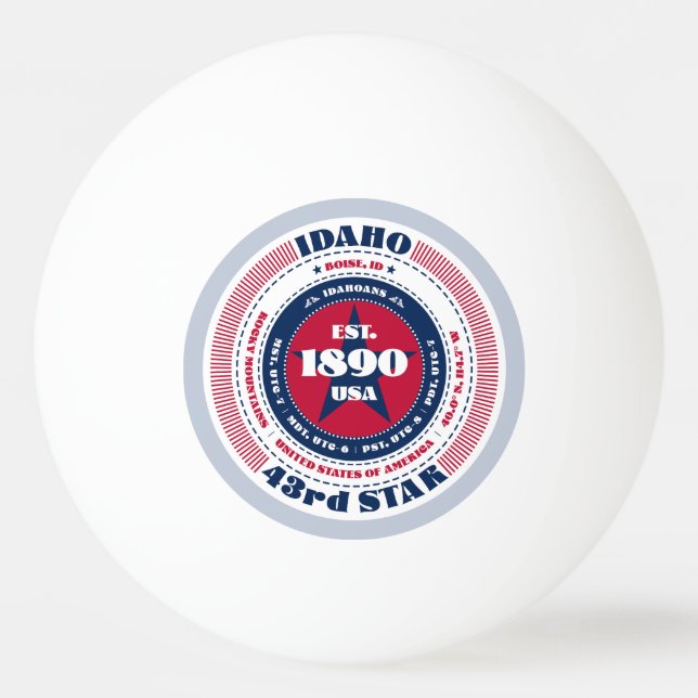 Pelota De Ping Pong Círculo Idaho rojo, blanco y azul (Anverso)
