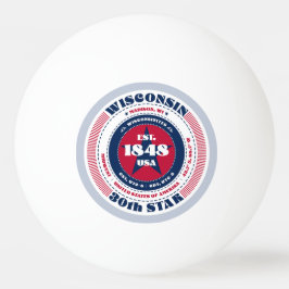 Pelota De Ping Pong Círculo Wisconsin rojo, blanco y azul