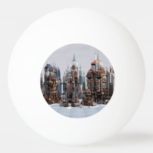 Pelota De Ping Pong Ciudad de fantasía futurista Arte de horizonte de 