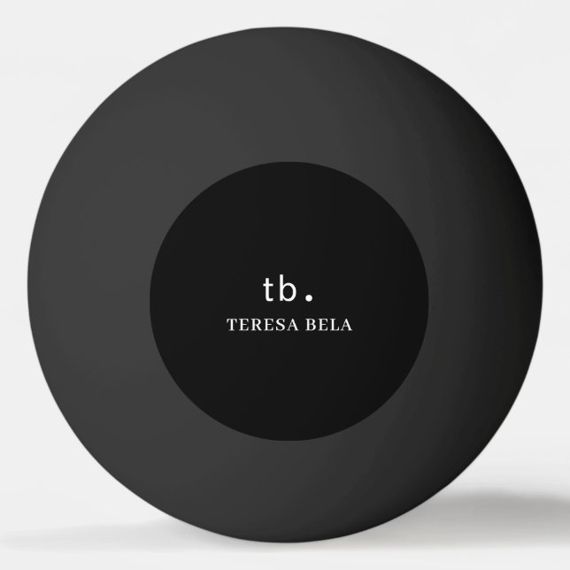 Pelota De Ping Pong Classic Monogram Elegant Minimal Black Style Art (Anverso)