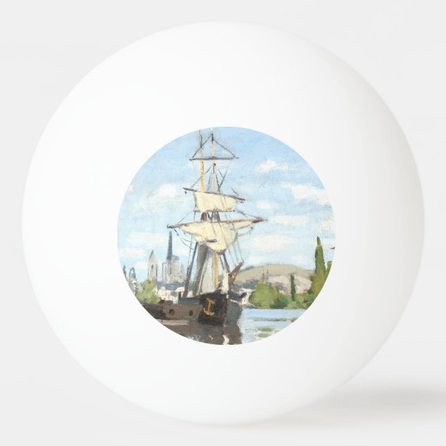 Pelota De Ping Pong Claude Monet. Buques montando en el Sena en Ruán (Anverso)