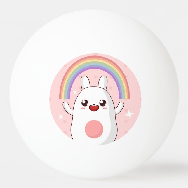 Pelota De Ping Pong Clísico arcoiris de Kawaii (Anverso)