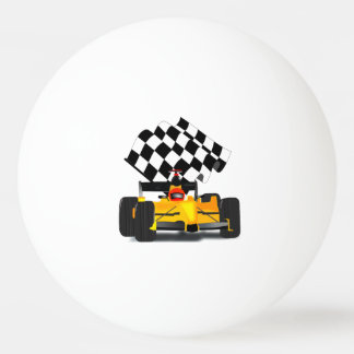 Pelota De Ping Pong Coche de raza amarilla con bandera verificada
