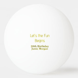 Pelota De Ping Pong comienza la diversión cumpleaños 20 amarillo azul 