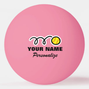 Pelota de ping pong con logo de softball rosa para