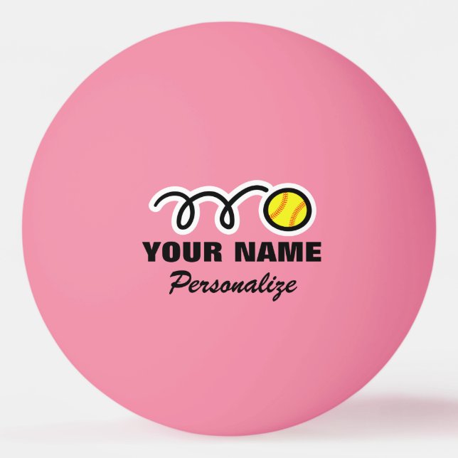 Pelota de ping pong con logo de softball rosa para (Anverso)